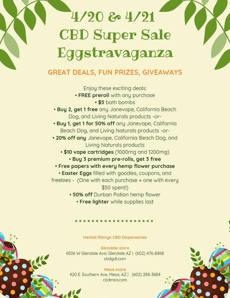 CBD Super Sale & Giveaway Eggstravaganza! CBD Mesa